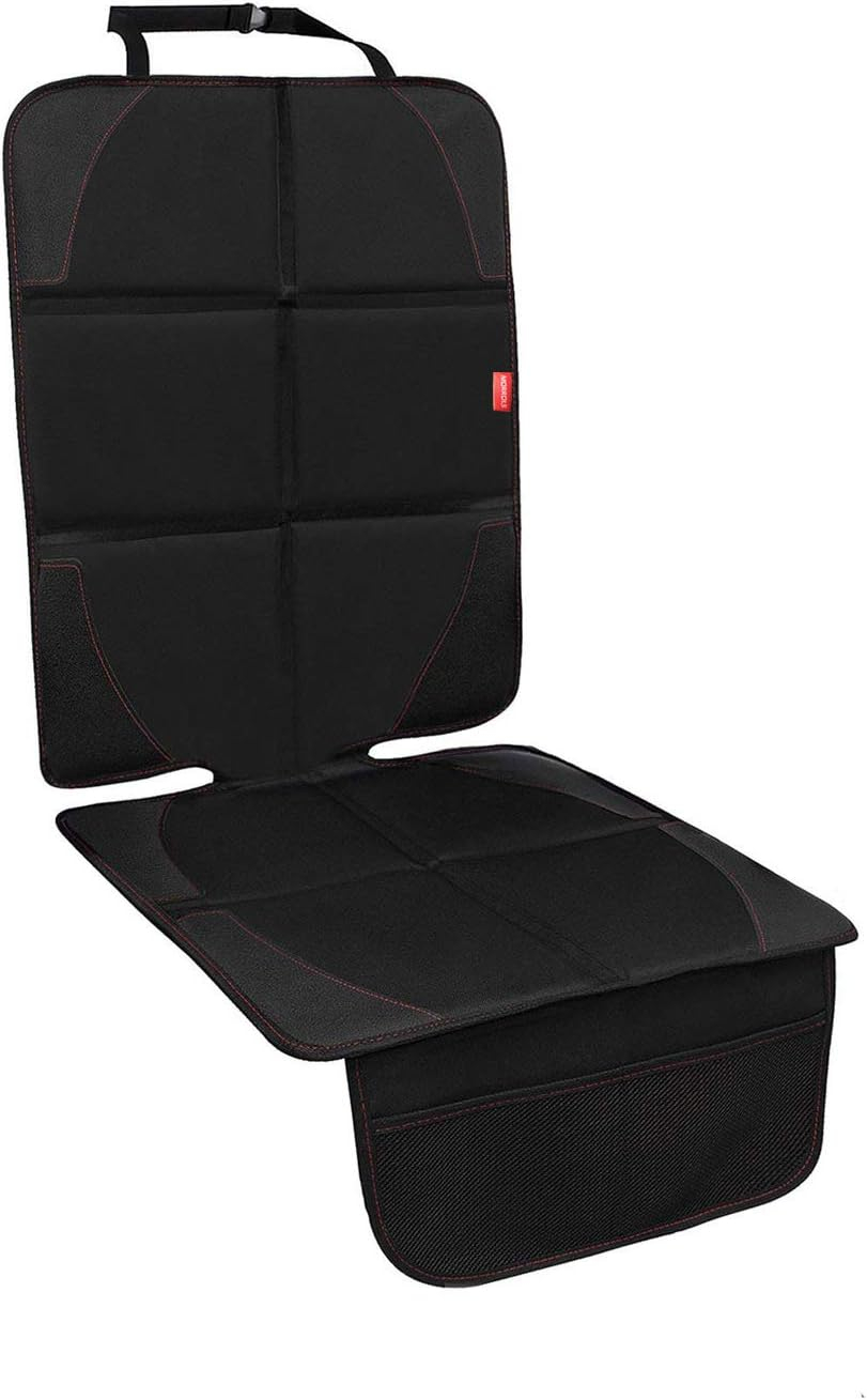 MORROLS Car Seat Protector, 1 Pack Seat Protector Carseat with Thickest Padding, Baby/Pets Car Seat Protector for Child Car Seat-Mesh Pockets-Waterproof-Universal Size(Black)