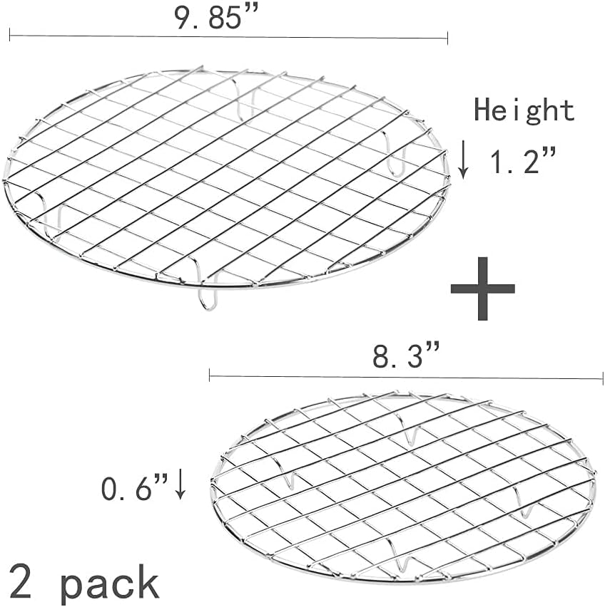 BBQ Accessories Grill Rack - 304 Stainless Steel Baking Cooking Round Rack for Rib Cookie Cakes, 10 Inches…