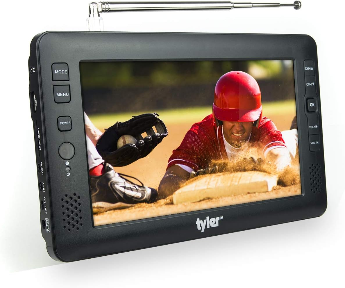 Tyler TTV704-9 Inch,  Portable Widescreen LCD TV with Detachable Antennas, USB/SD Card Slot, Built in Digital Tuner, and AV Inputs