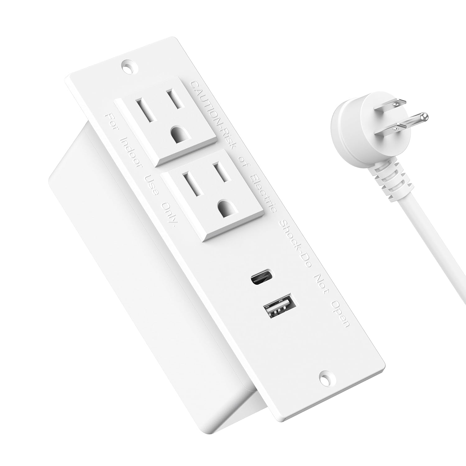 Recessed Power Strip with USB C 20W PD, Conference Flush Mount Desk Outlets Bulit-in Power Socket for Cabinet Nightstand Counter
