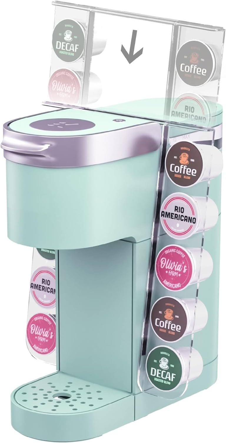 GALVANOX Acrylic K Cup Organizer - Fits the Keurig K-Mini/K Mini-Plus (ONLY), Space Saving Pod Holder for Single Serve Coffee Makers, 10 Pod Capacity (Machine is NOT included)