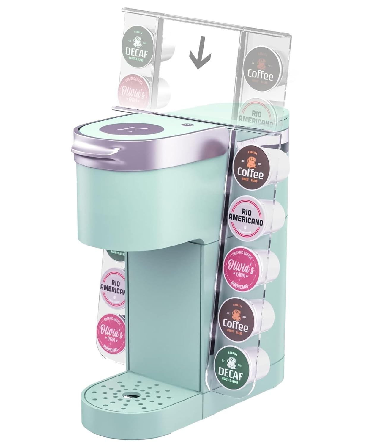 GALVANOX Acrylic K Cup Organizer - Fits the Keurig K-Mini/K Mini-Plus (ONLY), Space Saving Pod Holder for Single Serve Coffee Makers, 10 Pod Capacity (Machine is NOT included)