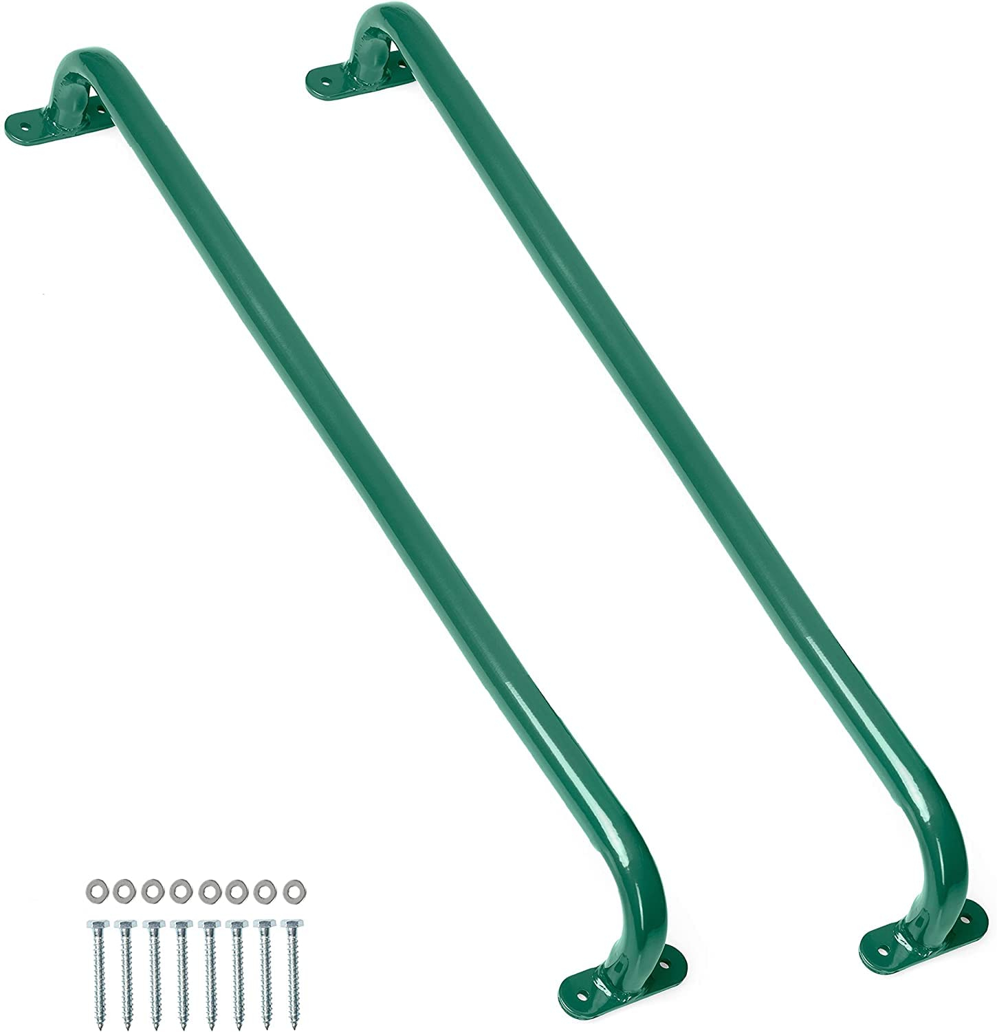37 Inch Playground Accessories Metal Safety Handles – Long Green Grab Handle Bars for Playset Ladder, Jungle Gym, Monkey Bars, Swing Set, and More