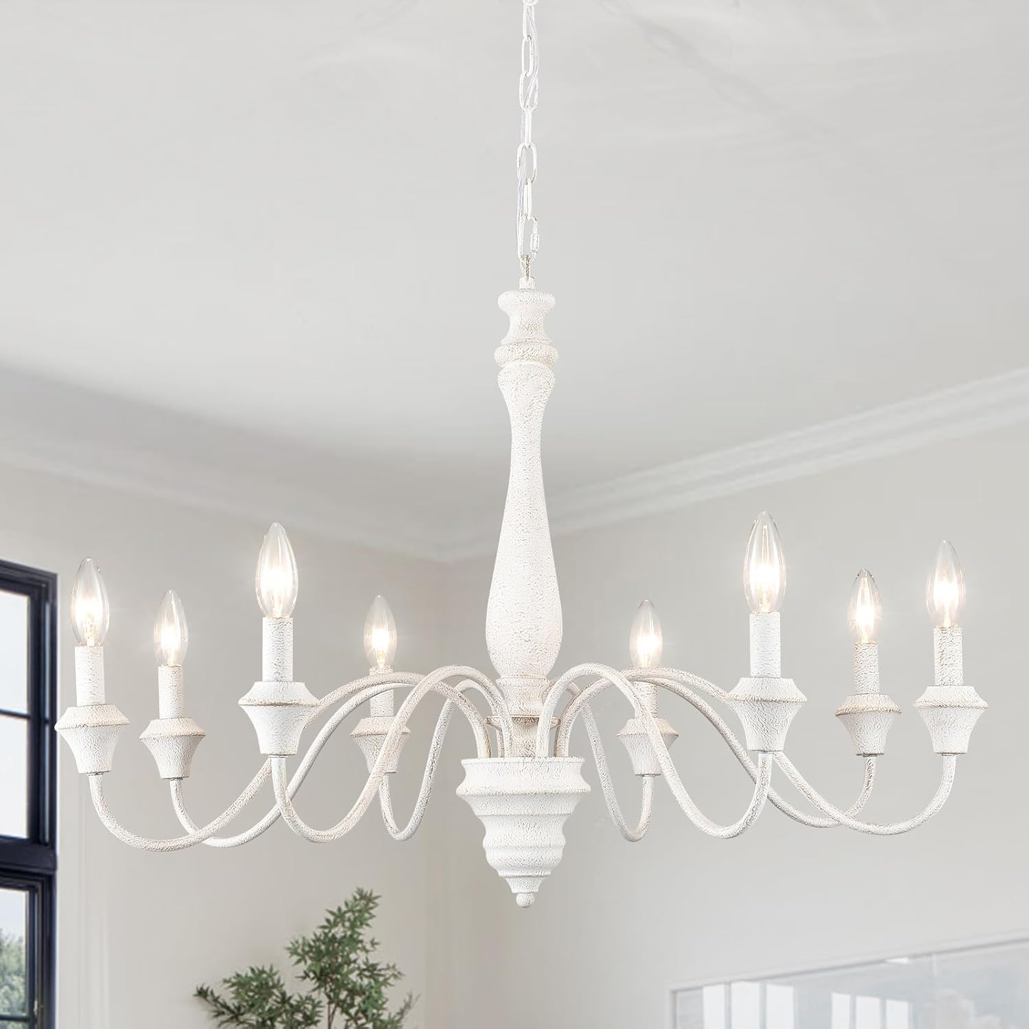 16-Lights Wagon Wheel Chandelier 47 Inch Black Farmhouse Chandelier Large Chandeliers for High Ceilings Round Modern Farmhouse Chandeliers Ceiling Light for Living Room Dining Room Foyer Entryway