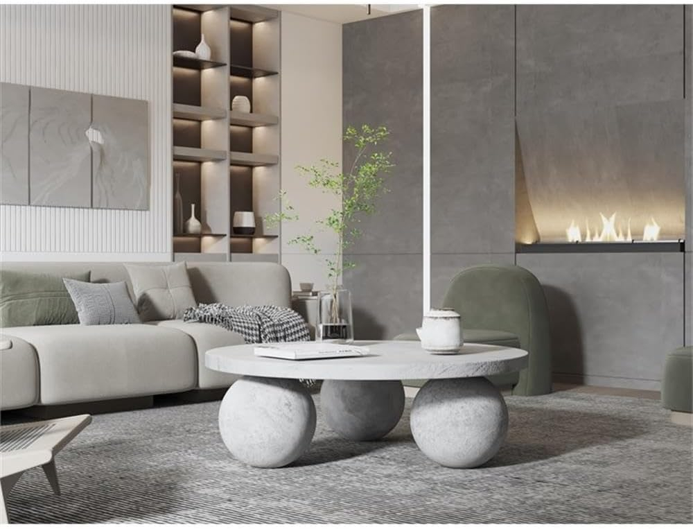 Dani Round Coffee Table Medium In Light Grey Concrete