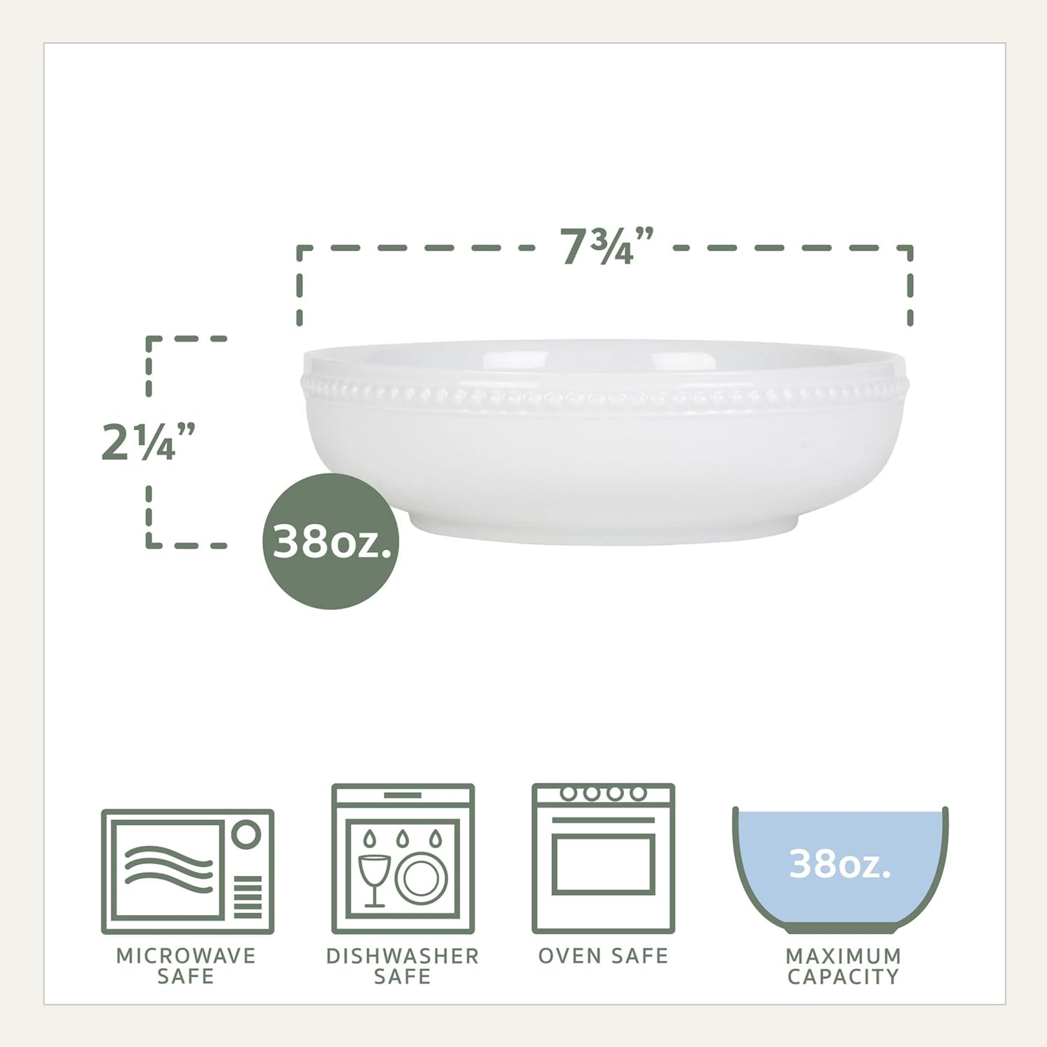 Everyday White by Fitz and Floyd Beaded Dinner Pasta Bowls, Set of 4