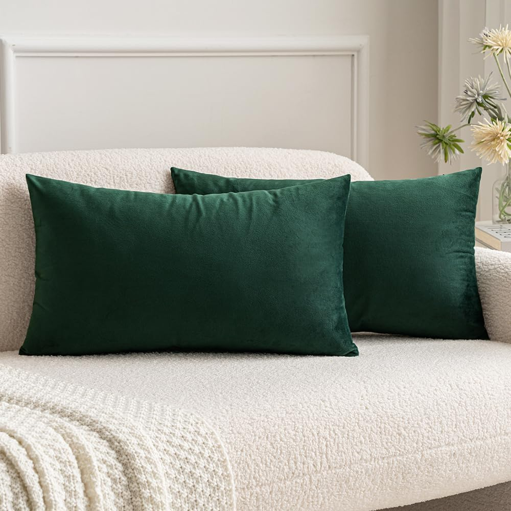 MIULEE Pack of 2 Velvet Soft Solid Decorative Square Throw Pillow Covers Set Fall Cushion Cases for Sofa Bedroom Couch 18 x 18 Inch Golden