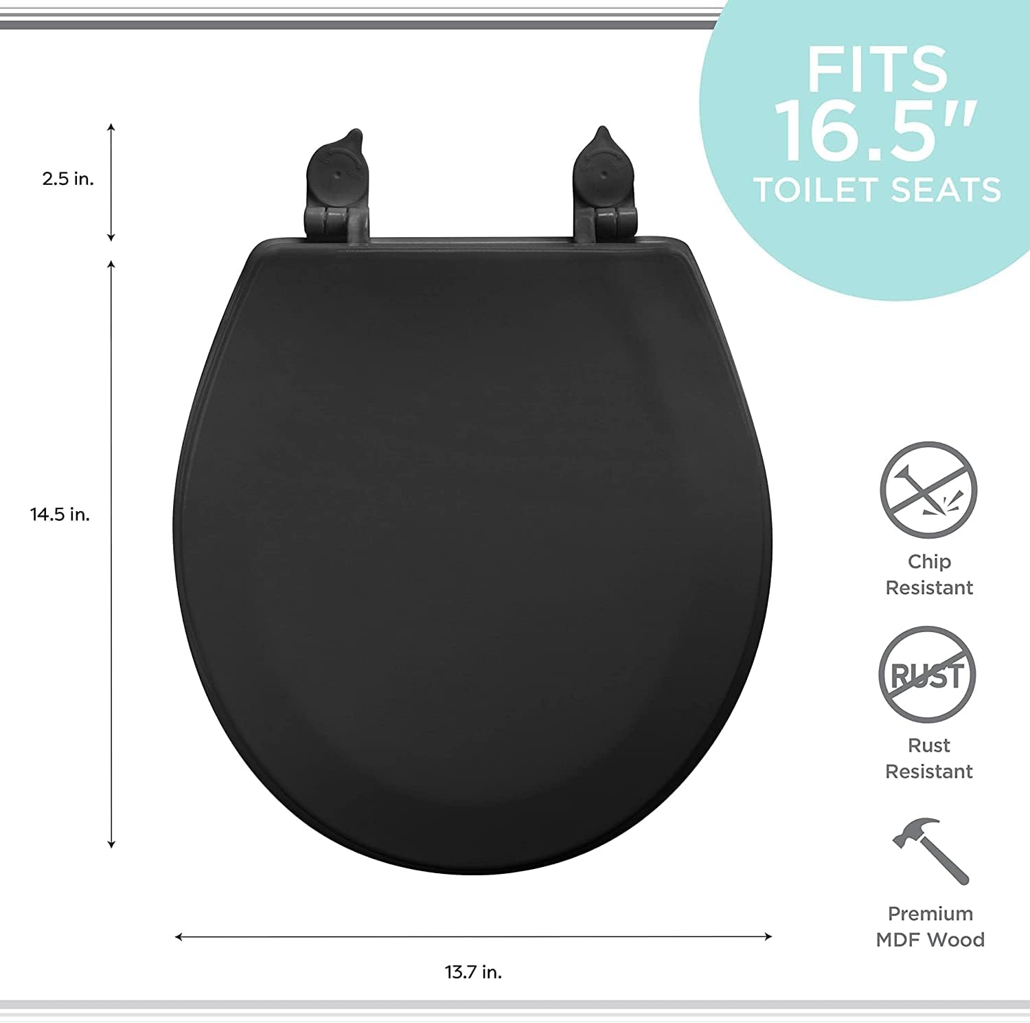 J&V TEXTILES Round Wooden Toilet Seat with Beveled Edge Burgundy: MDF Material, Comfortable, Durable
