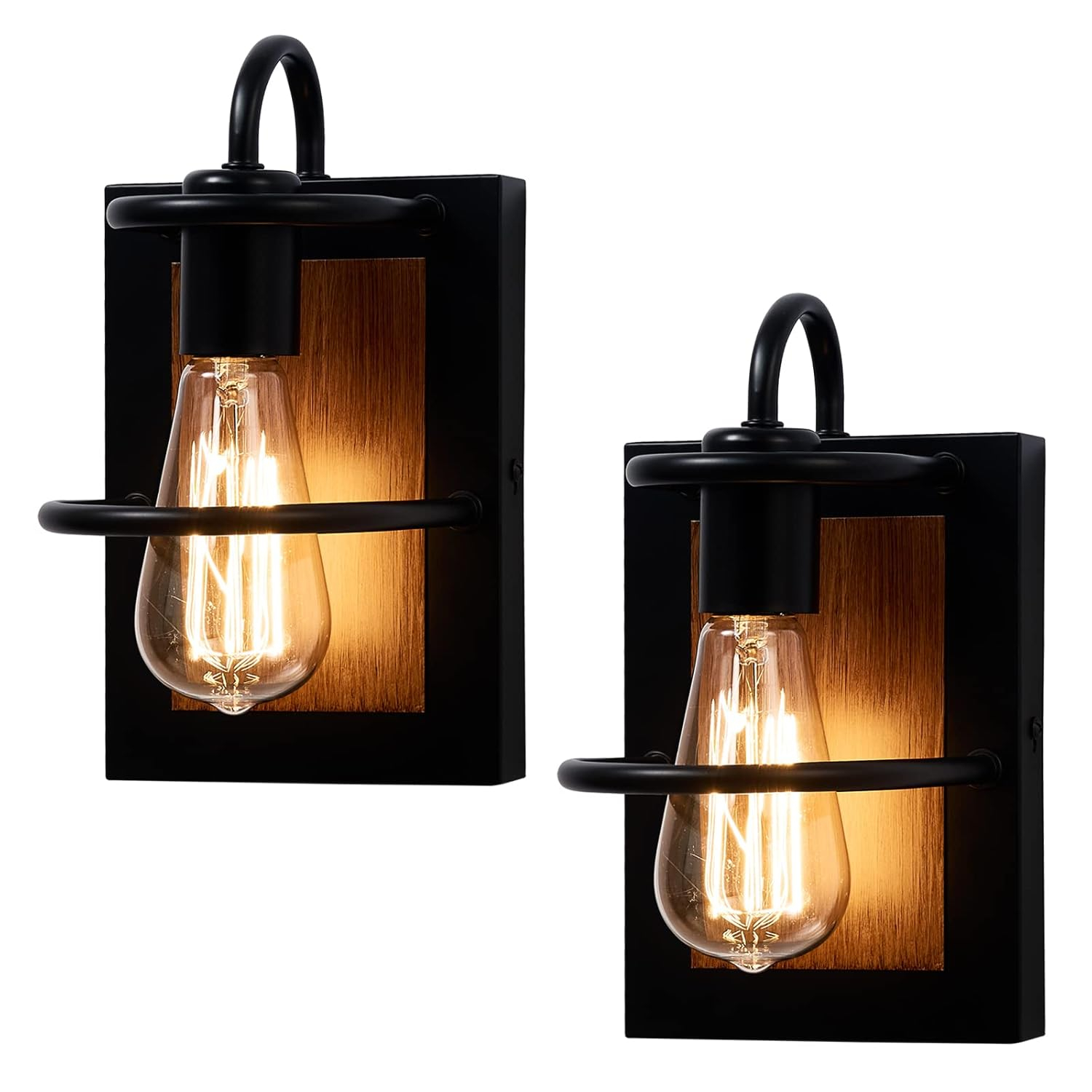 Pynsseu Dimmable 2-Light Matte Black Indoor Wall Sconces (2 Count)