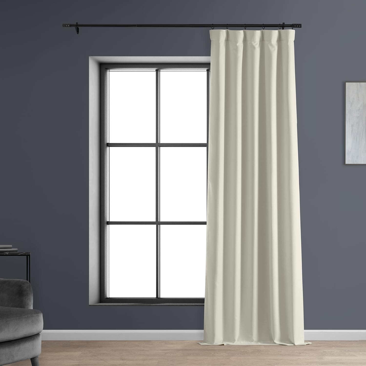 HPD Half Price Drapes Solid Thermal Insulated Blackout Curtains for Bedroom 96 Inches Long Curtain (1 Panel) Signature Blackout Linen Window Curtains for Living Room, 50W x 96L, Off White