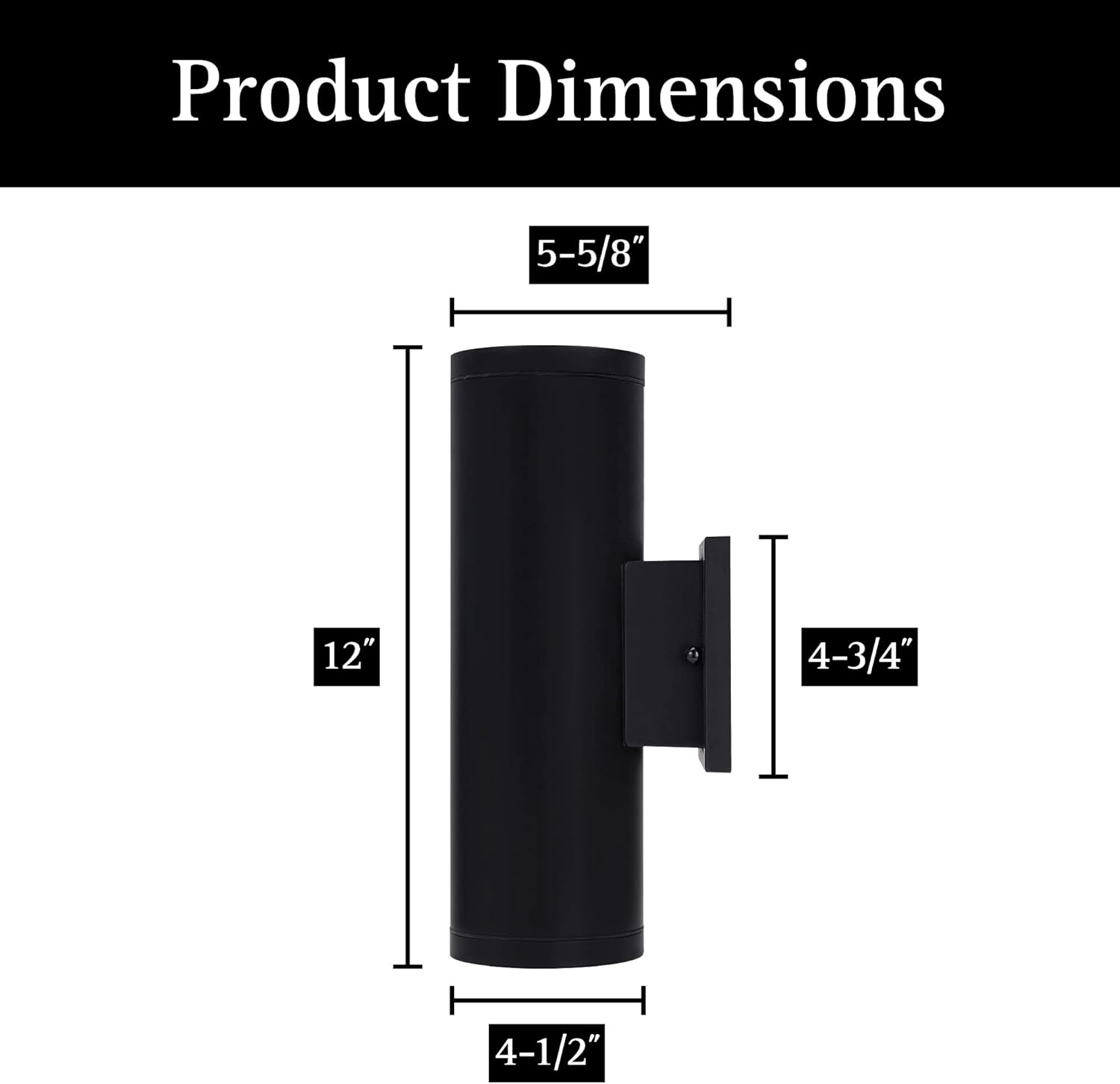 Ultralux 12 Inch Modern LED Matte Black Up and Down Wall Light, Outdoor Wall Sconce Front Door Light Fixture, 2000 Lumen Outdoor Sconce 30 Watt Outside Lights for House 3000K Exterior Light Fixture