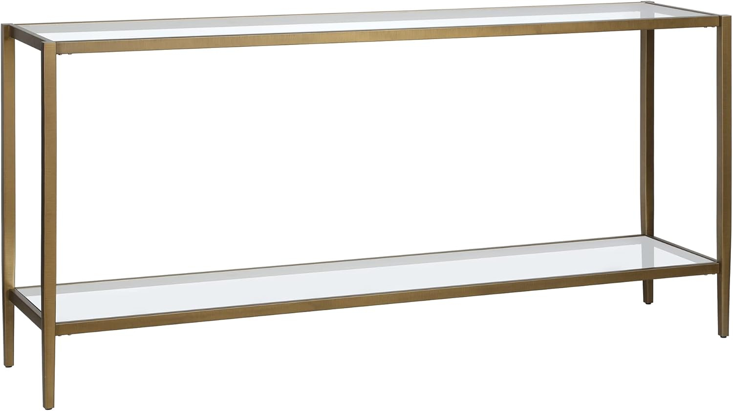 Hera 64 in. Brass Rectangle Glass Console Table