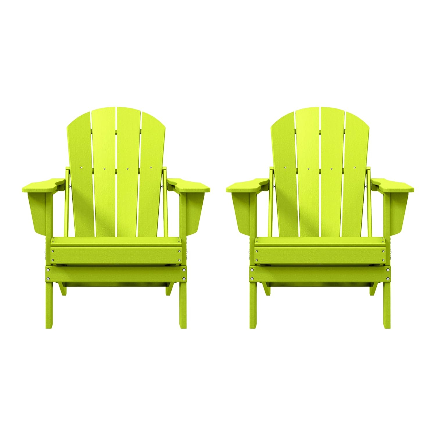 BRAXTON Outdoor Patio Folding Poly Adirondack Chair ( Set of 2), Lime