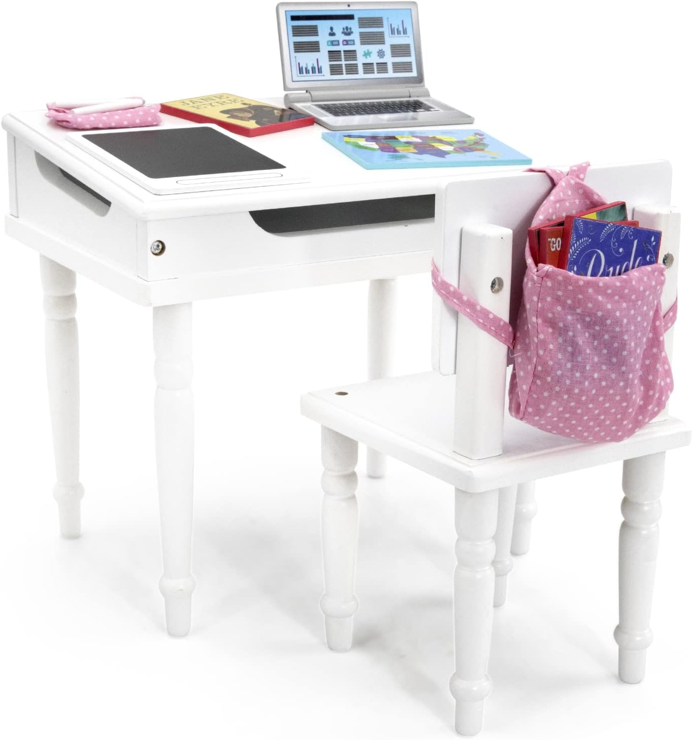 Playtime by Eimmie Classroom Playset w/ Desk & Chair for 18 Inch Dolls