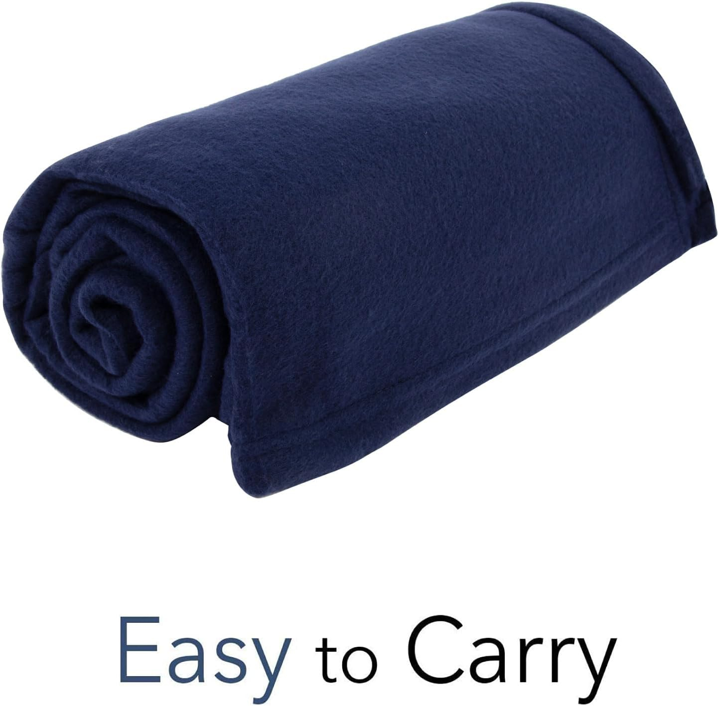 Single Solid Color Hypoallergenic 60”L x 50”W Fleece Throw Blanket for Fall, Winter, Spring, Summer, Men, Women, Children & Pets in Navy Blue