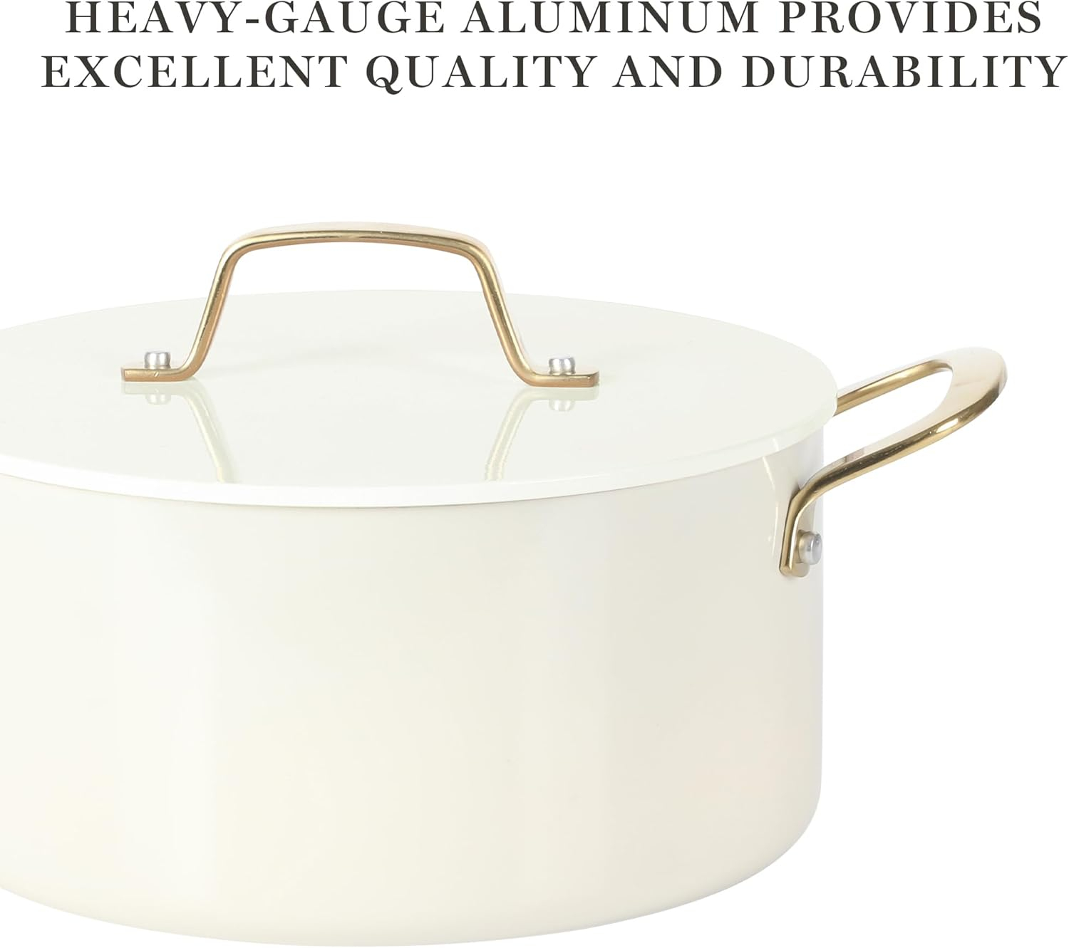 Linen White and Gold Nonstick Aluminum 10-Piece Cookware Set