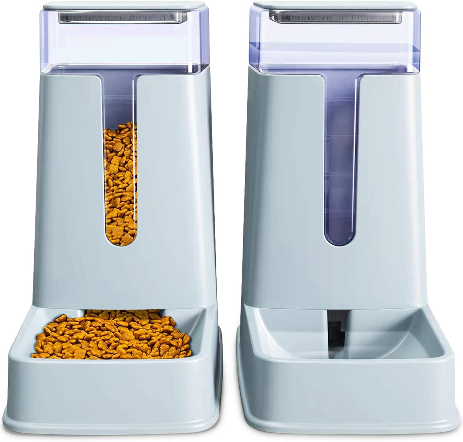Automatic Cat Feeder and YPF5 Cat Water Dispenser in Set 2 Packs Automatic Dog Feeder and Dog Water Dispenser 1 Gallon for Small Medium Big Dog Pets Puppy Kitten (deep Gray)