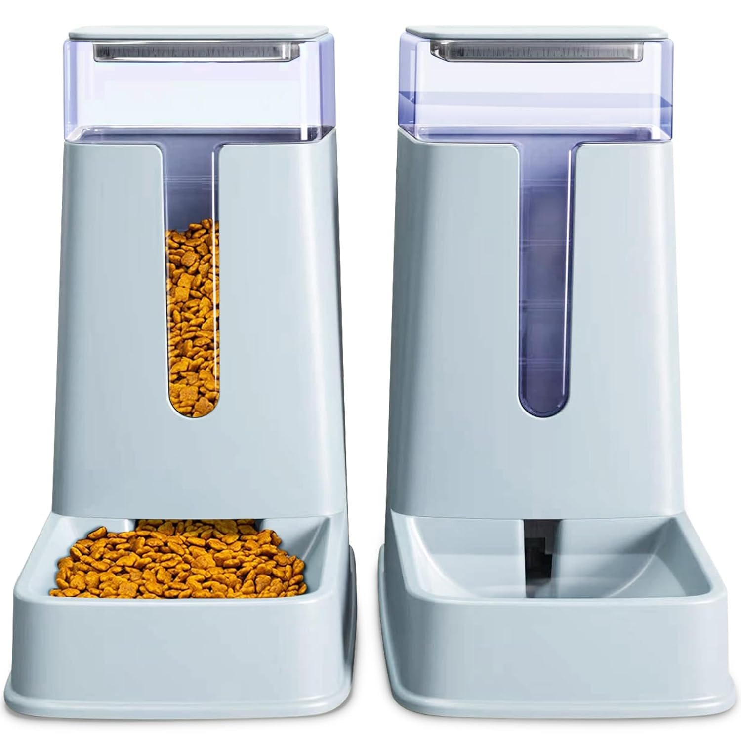 Automatic Cat Feeder and YPF5 Cat Water Dispenser in Set 2 Packs Automatic Dog Feeder and Dog Water Dispenser 1 Gallon for Small Medium Big Dog Pets Puppy Kitten (deep Gray)