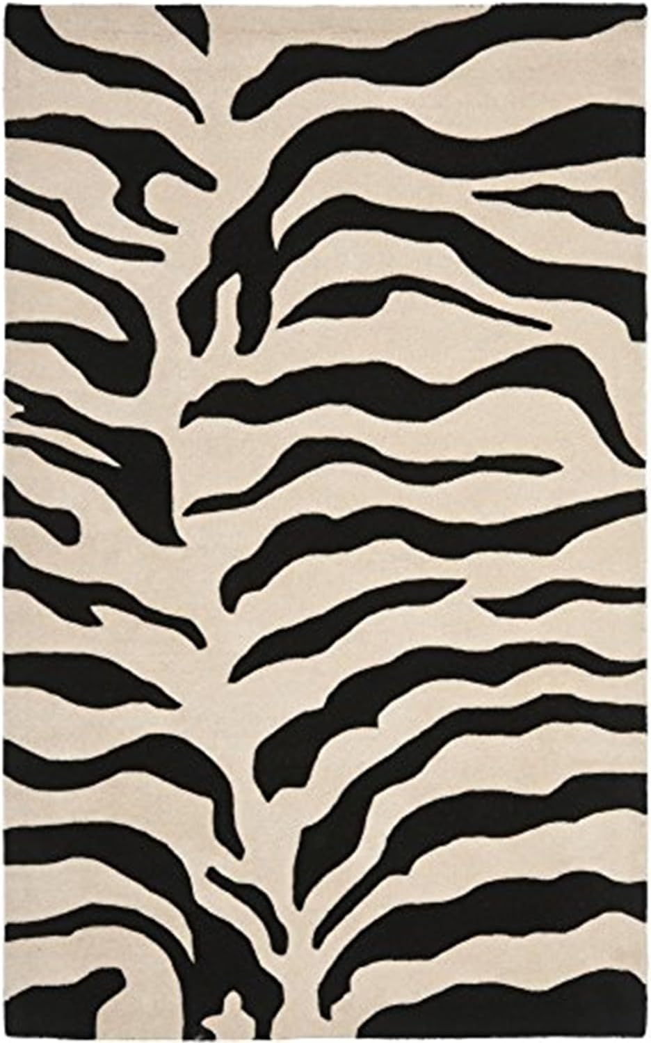 SAFAVIEH Soho Frazier Zebra Striped Wool Area Rug, Beige/Black, 3'6" x 5'6"