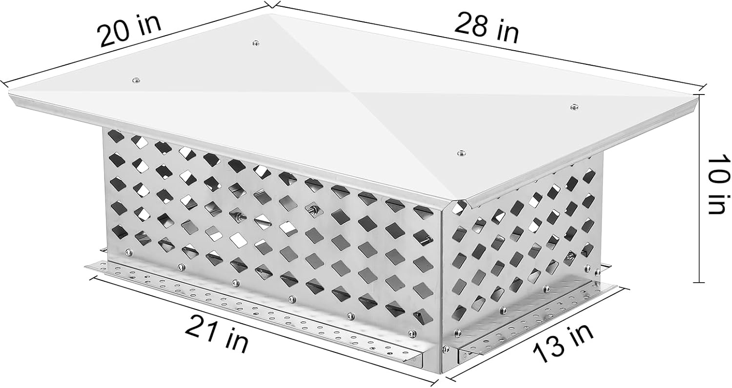 Towallmark Chimney Cover, Chimney Rain Caps, Fireplace Chimney Caps for Outside Adjustable Bottom to Fit Existing Clay Flue Tile Sizes