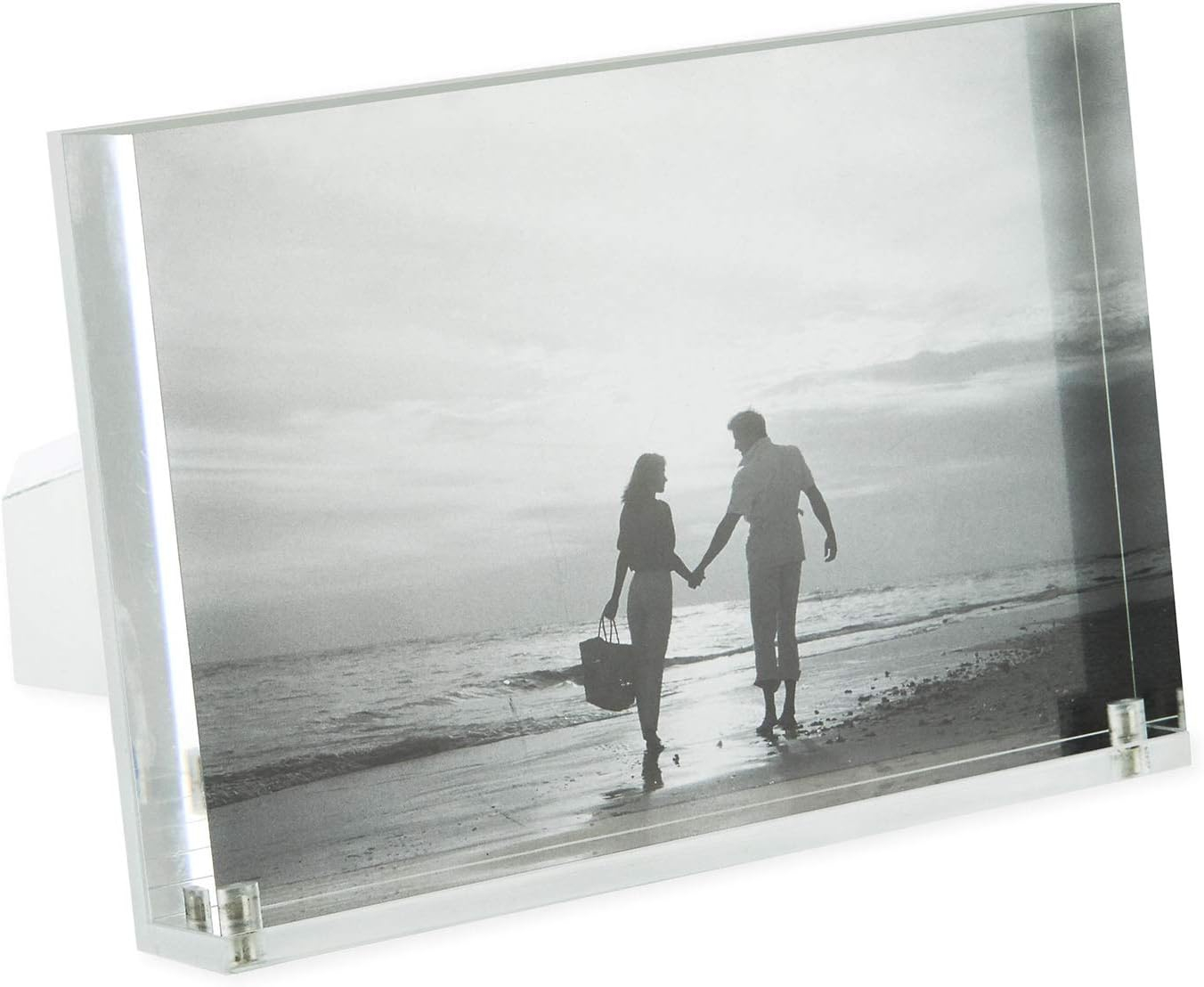 TIZO Design Horizontal 6x4 Lucite Picture Frame, Durable 1 Inch Thick Clear Lucite & Magnetic Closures, Elegant & Practical Boutique Quality Photo Frame (Multiple Colors Available)