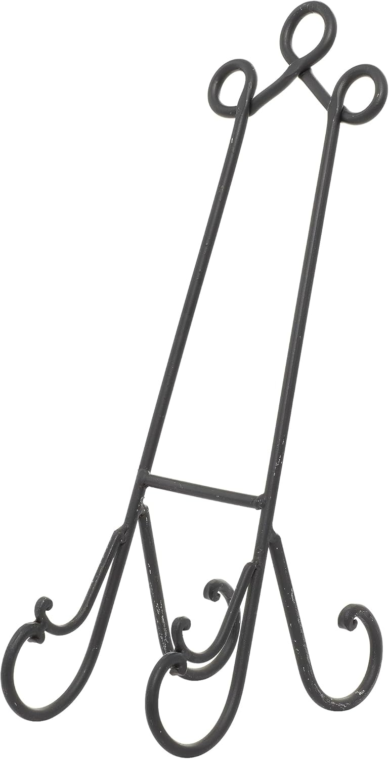 DecMode 6" x 18" Black Metal Scroll Easel, 1-Piece