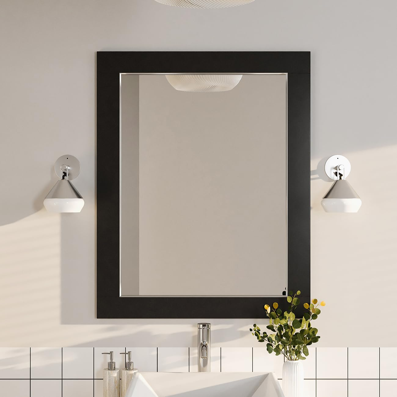 Eviva Aberdeen 24" Espresso Framed Bathroom Wall Mirror
