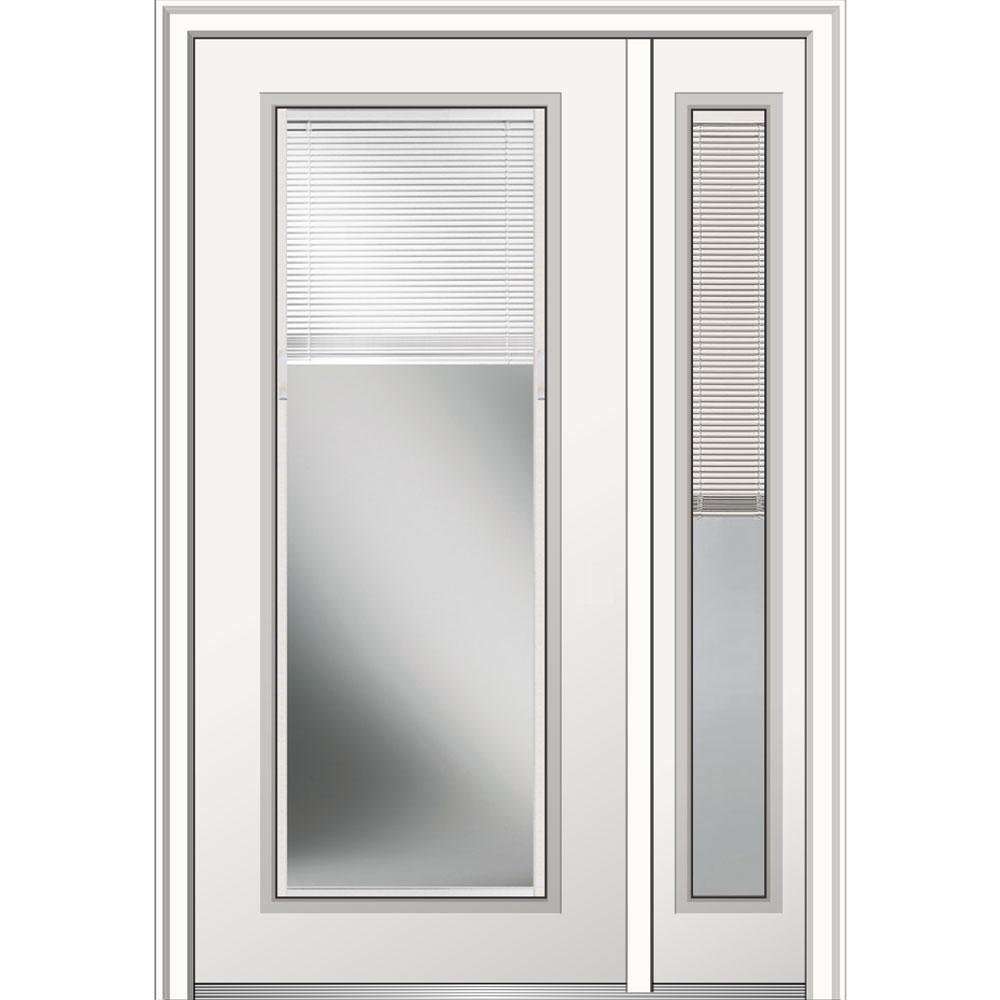 National Door Company, Z029678L, Exterior with One Sidelite Door, Steel, 48" x 80", Full Lite, Raise/Lower Blinds Collection, Left-Hand Inswing