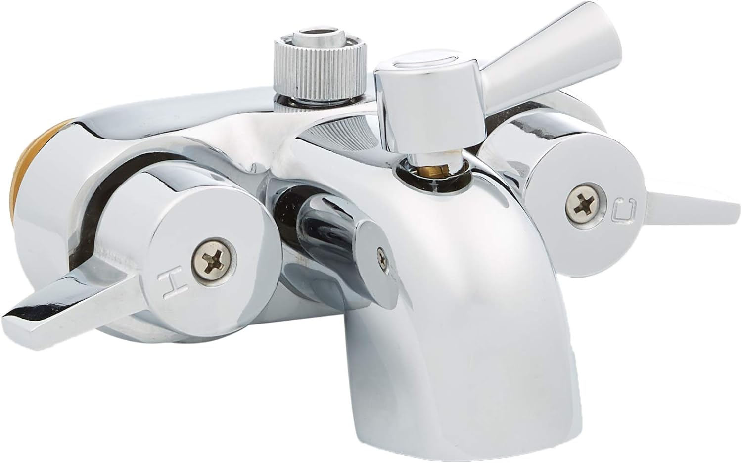 B3100 3 ⅜-Inch Centers Clawfoot Tub Faucet with Ceramic Cartridges & ¼-Turn Ball-Valve Diverter - Diverter Bathcock - Faucet Replacement - Solid-Brass Chrome-Plated - ¾ Male IPS Inlet