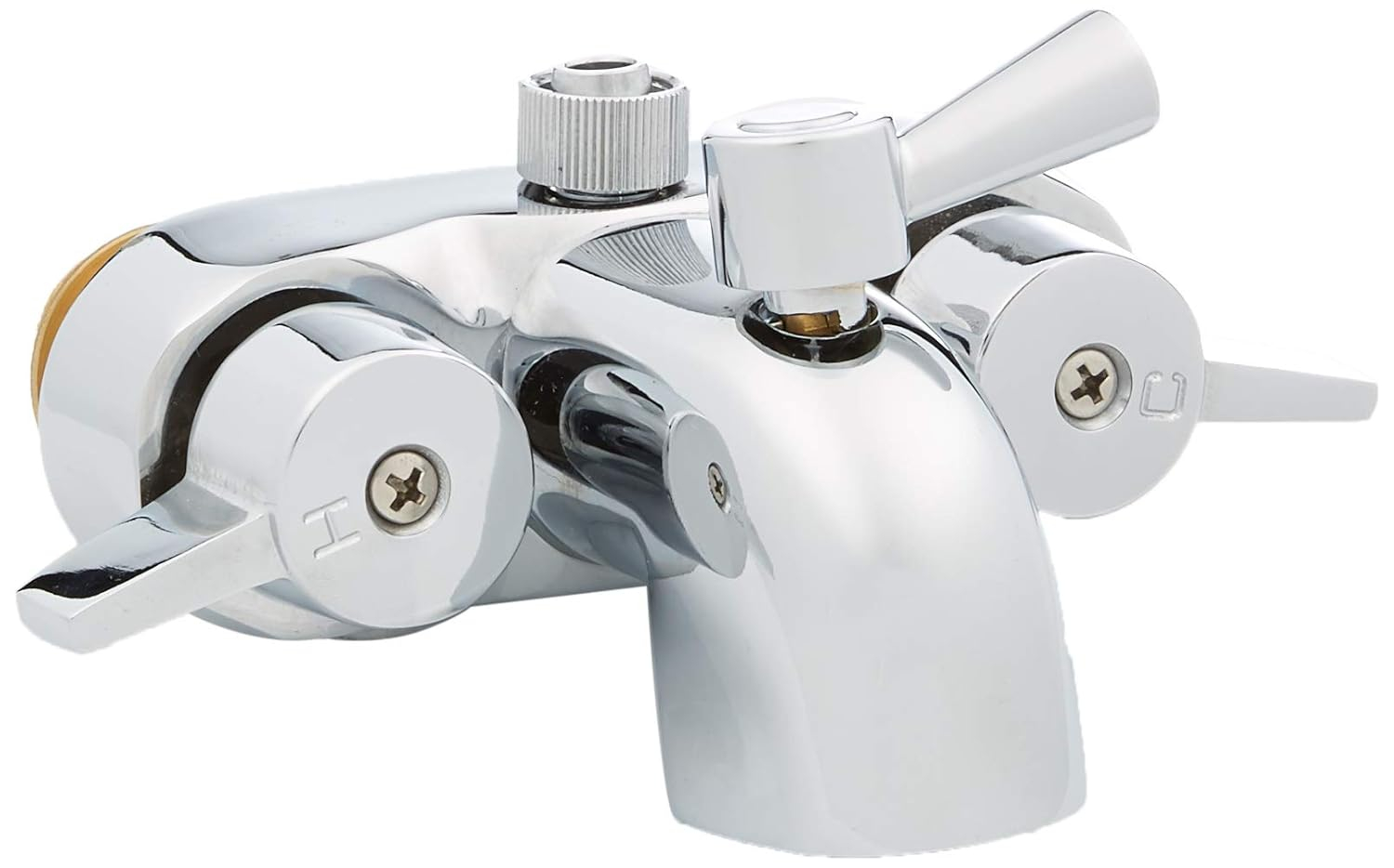 B3100 3 ⅜-Inch Centers Clawfoot Tub Faucet with Ceramic Cartridges & ¼-Turn Ball-Valve Diverter - Diverter Bathcock - Faucet Replacement - Solid-Brass Chrome-Plated - ¾ Male IPS Inlet