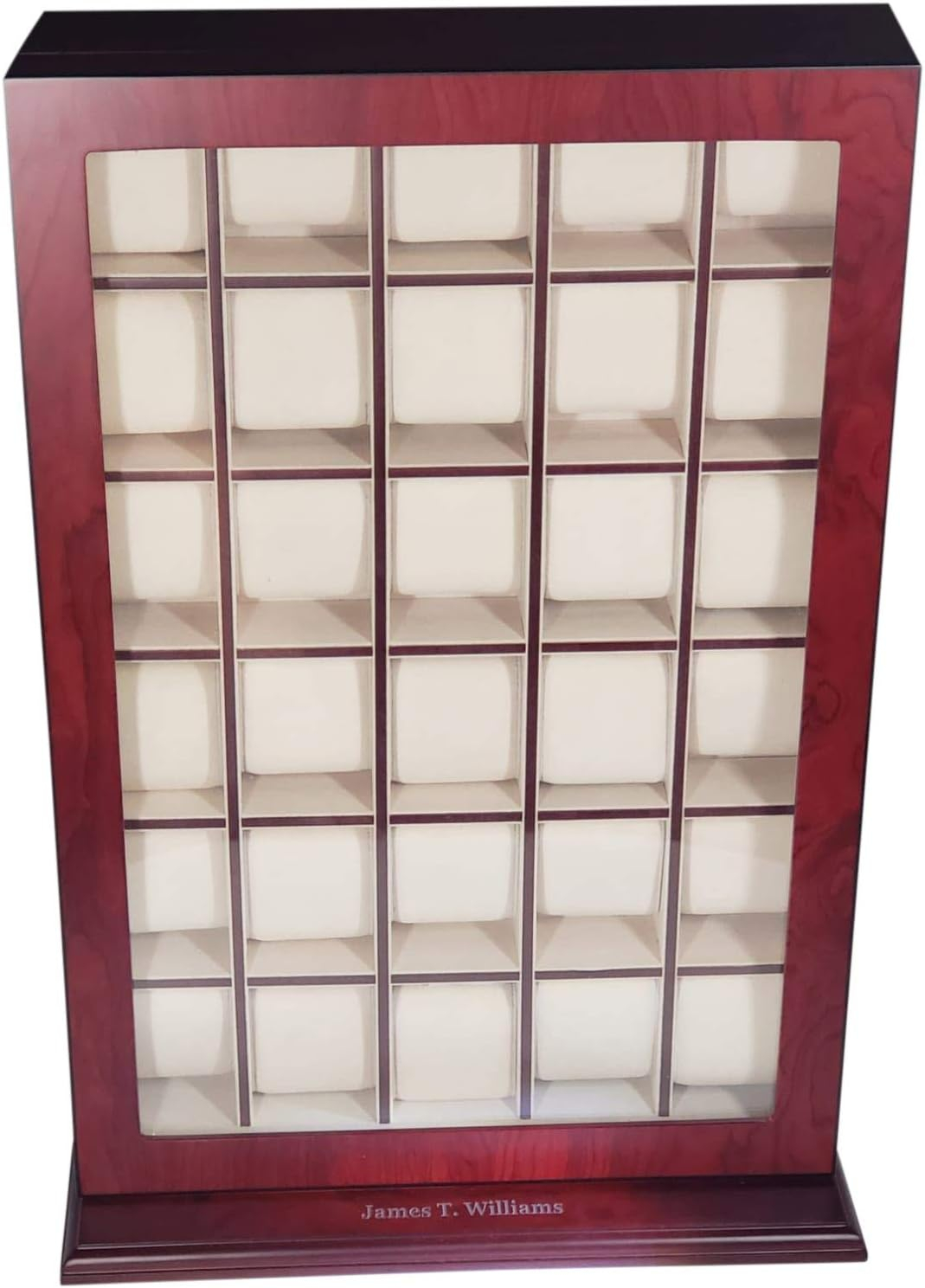 Cherry Wood 30-Slot Wall Mounted Watch Display Case