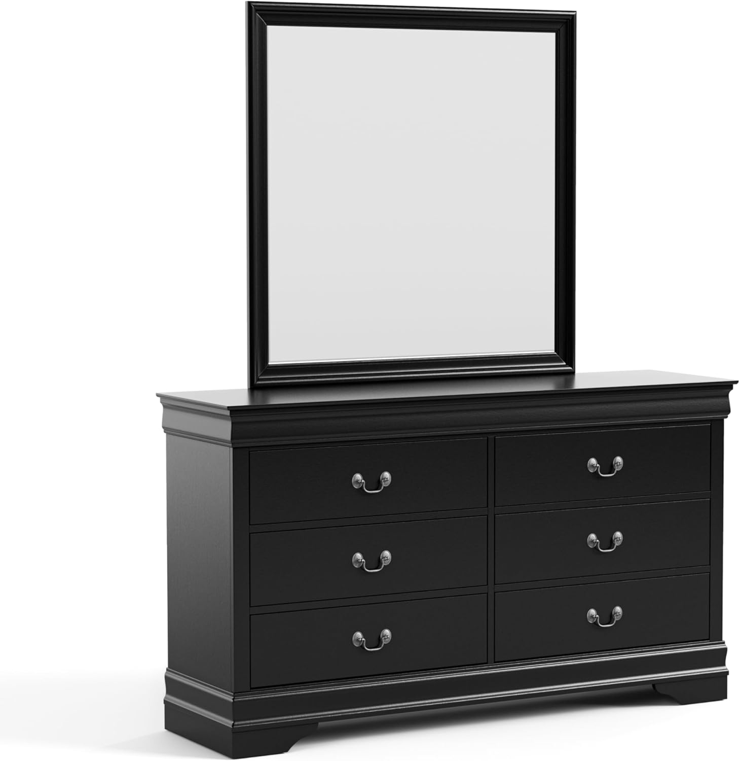 Furniture of America Toni Wood 6-Drawer Dresser with Mirror in Black