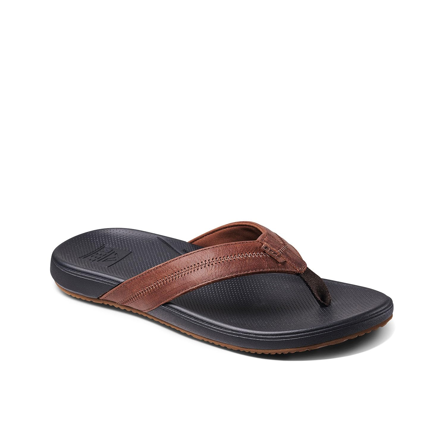 Men's Black and Brown Genuine Leather Casual Flip-Flops