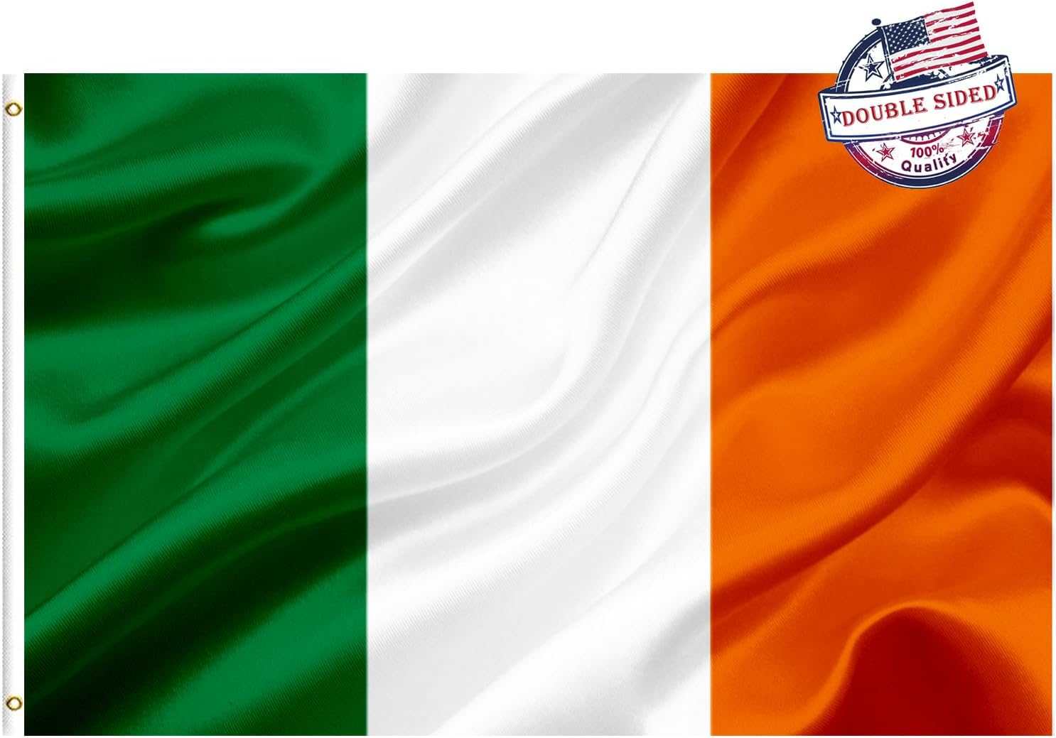 AMZFLAG Irish Flag 3x5 feet Outdoor, Heavy Duty Ireland Flags for St Patrick Day Outside with 2 Brass Grommets, Double Sided Irish Flags for House Decoration