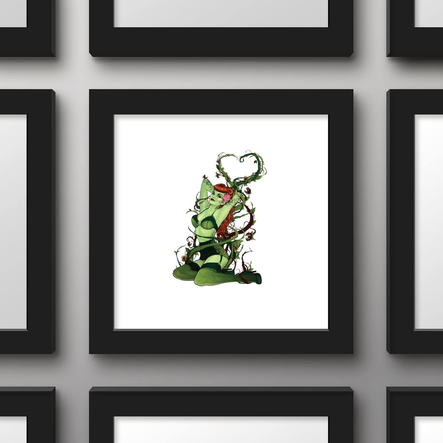 Gallery Pops DC Comics Bombshells - Poison Ivy - Pinup Figure Wall Art, Black Framed Version, 12" x 12"