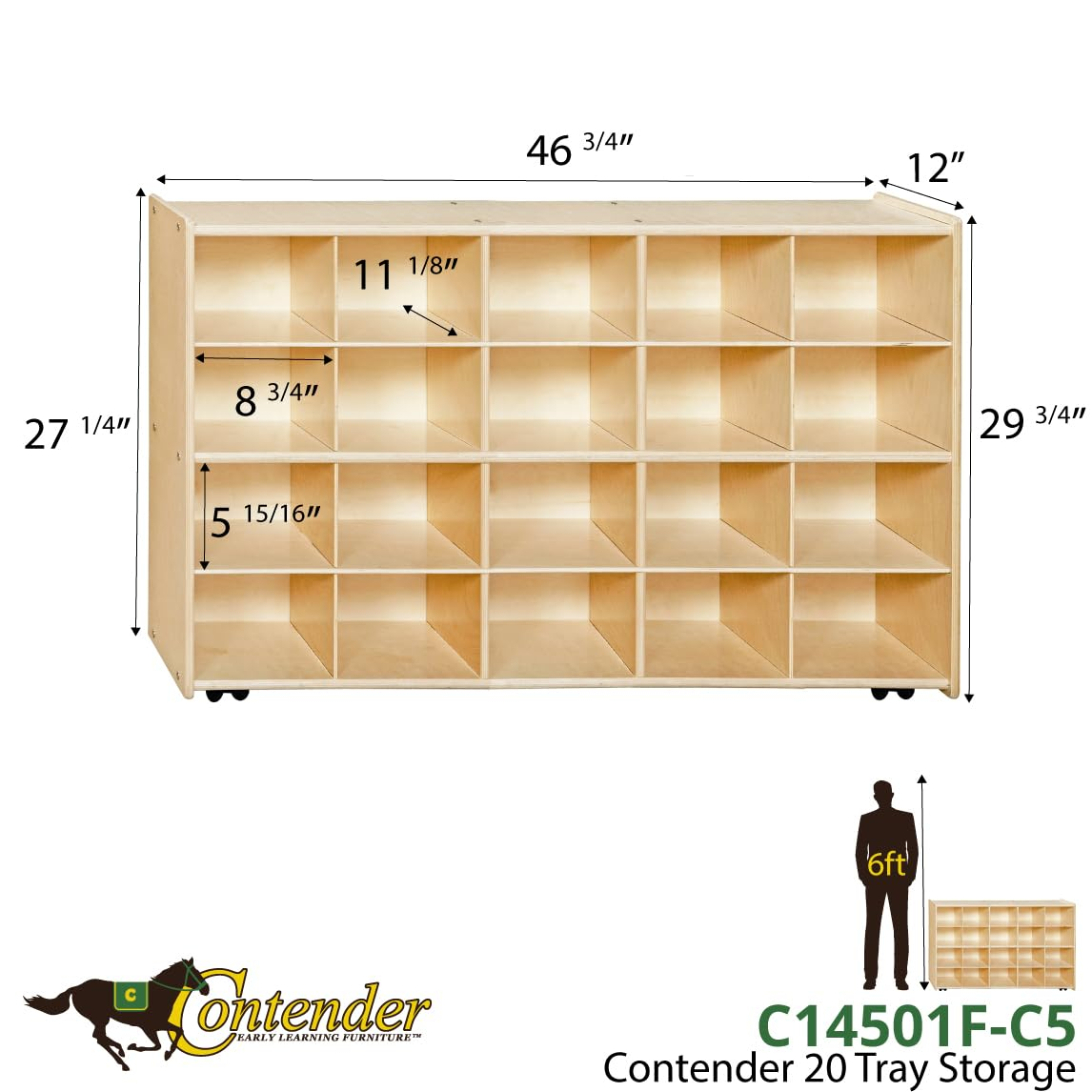 Contender Mobile 20 Tray Storage with Translucent Trays - Assembled with Casters