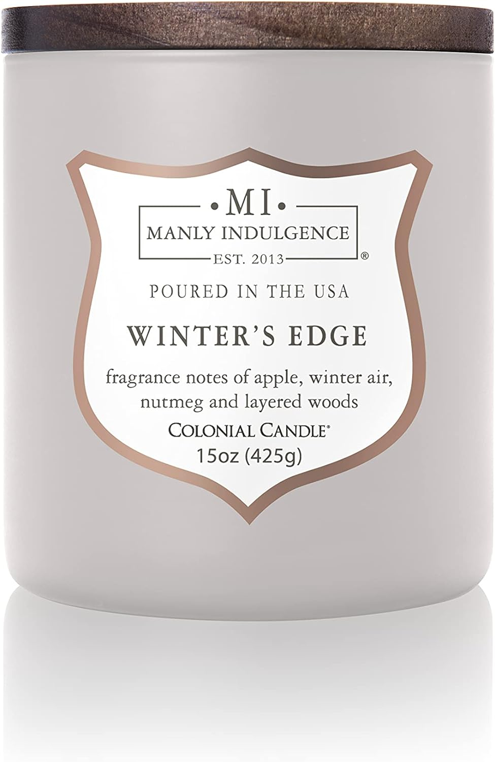 Manly Indulgence Signature Winter's Edge Scented Jar Candle, 15 oz, 60h Burn, Woody & Earthy