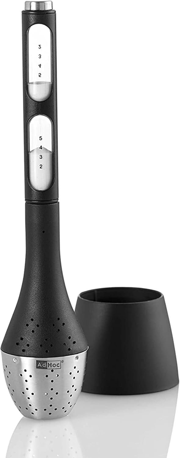 AdHoc Santea Floating Loose Leaf Tea Infuser withMagnetic Hourglass , Black/Silver Stainless Steel