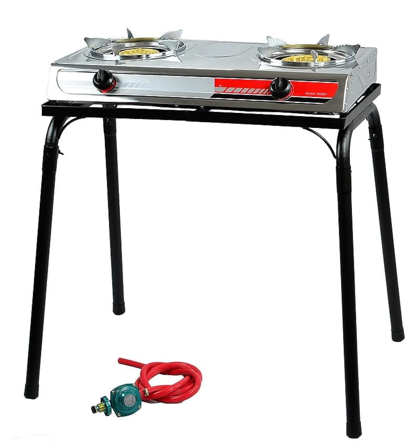 XtremepowerUS 2 Burner Propane Stove With Stand, Portable Stainless Steel Auto Ignition Gas Cooktop, Included Gas Pressure Regulator, Suitable For Backyard Patio Cooking Home Brewing, Canning