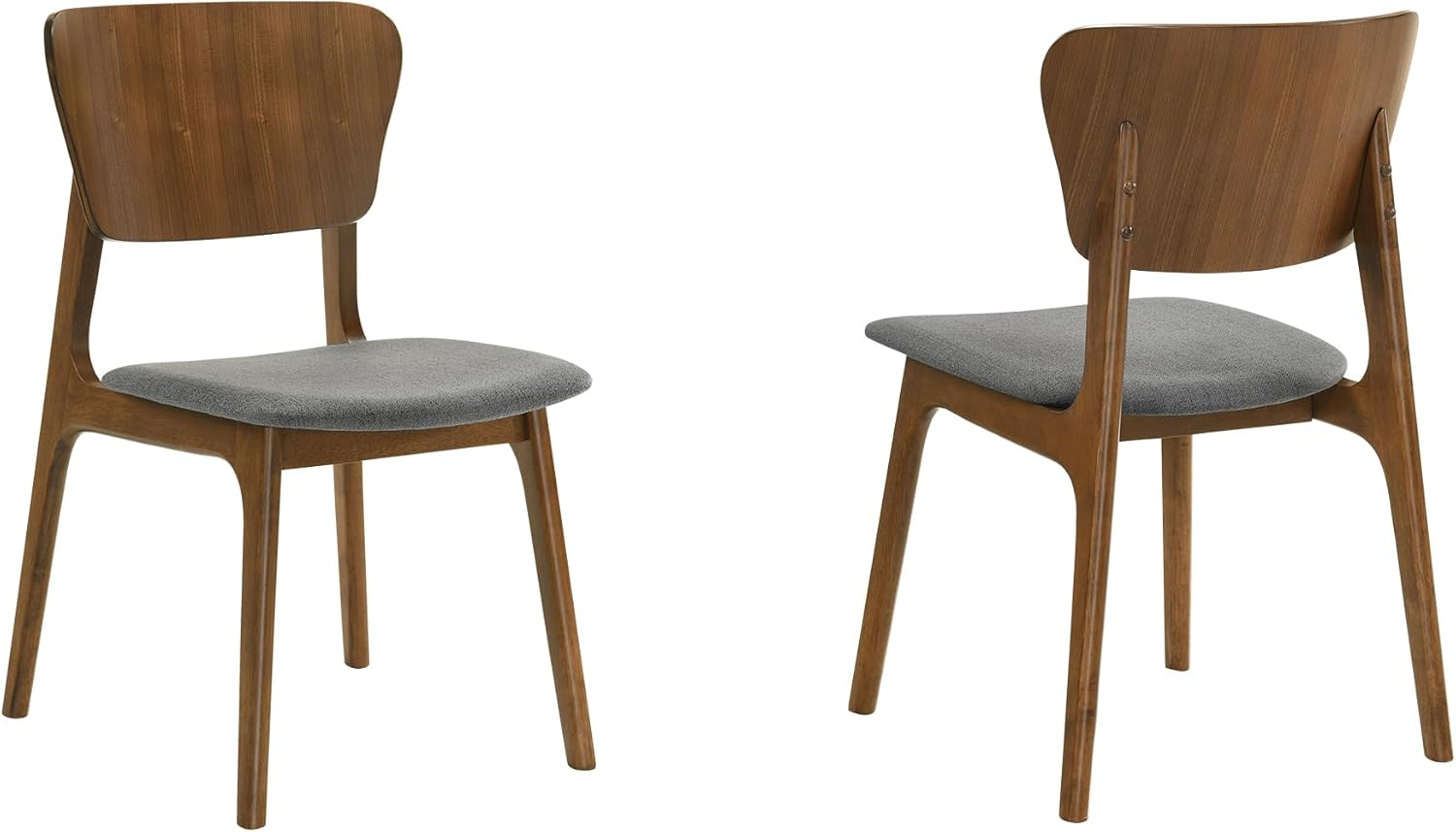 Armen Living Kalia 18" Fabric & Wood Dining Chair in Charcoal/Walnut (Set of 2)
