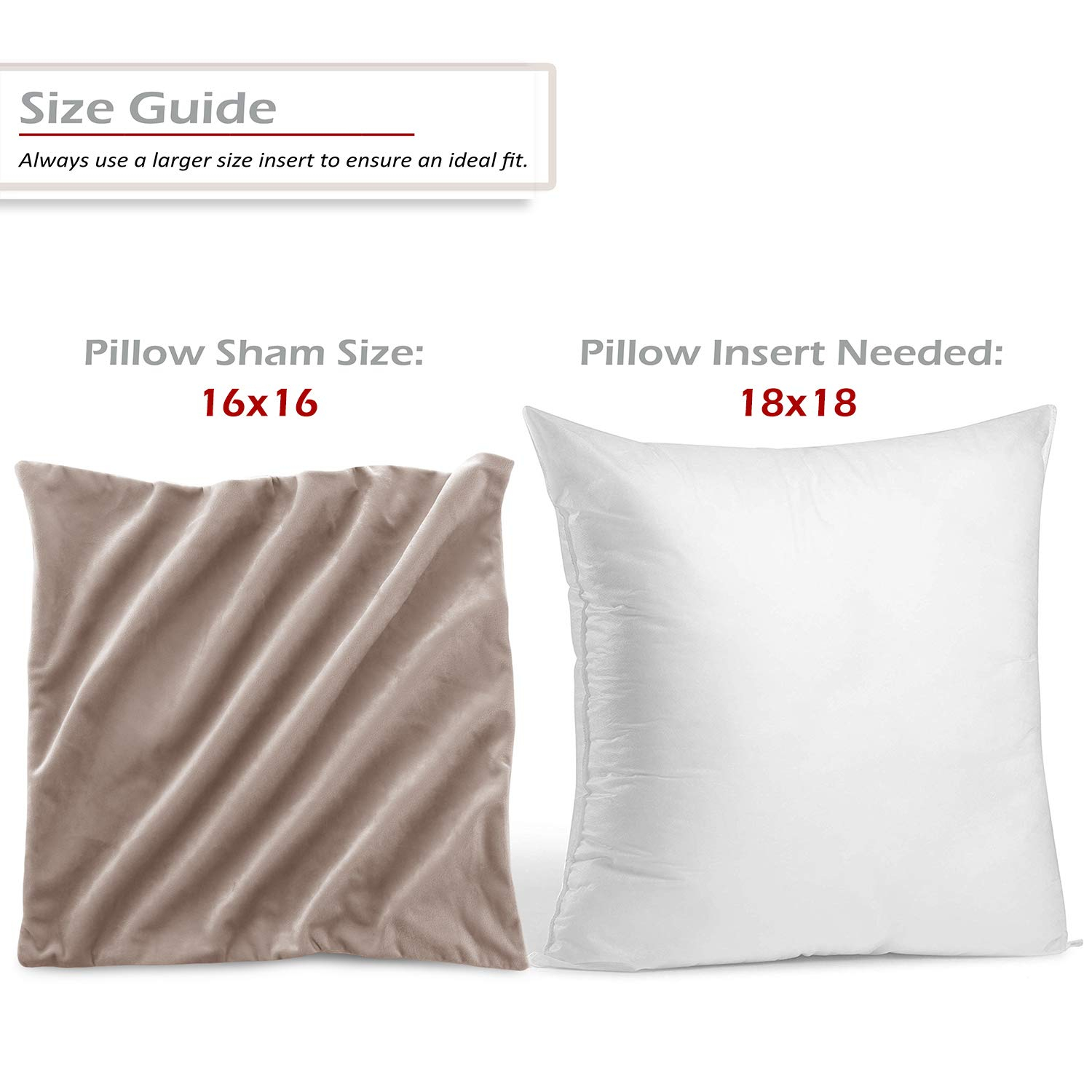 Nestl Throw Pillow Covers, Cozy Velvet Decorative Outdoor Pillow Covers 16 x 16 Inches, Soft Solid Cushion Covers for Sofa, Bed and Car, Set of 4 - Taupe Sand
