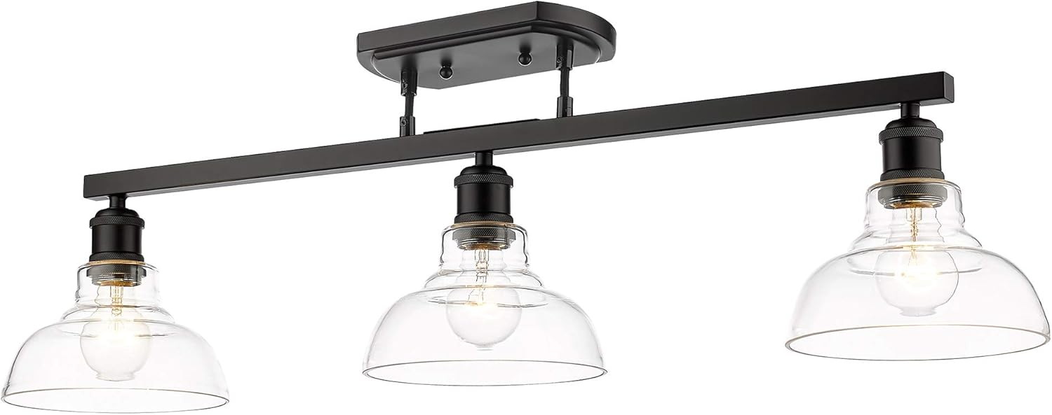 Golden Lighting Carver 3-Light Semi-flush in Matte Black with Clear Glass