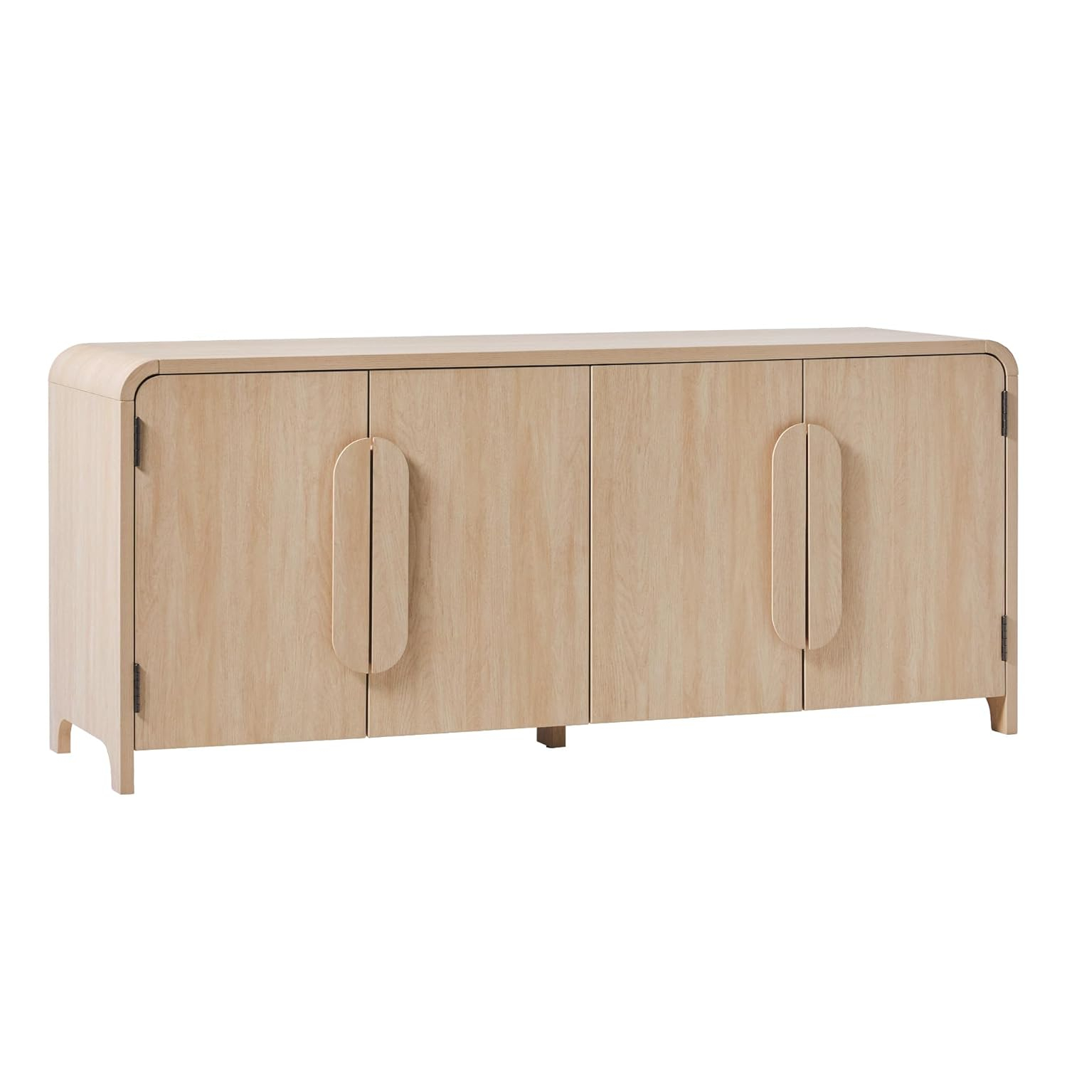 Modern Curved 70" Buffet Sideboard and TV Stand for up to 80" TV Coastal Oak