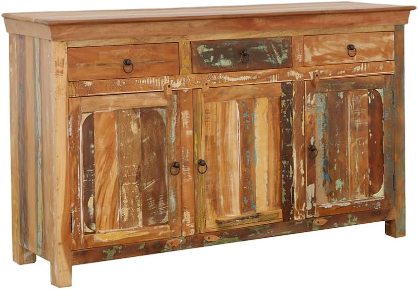 Coaster Company Reclaimed Wood 3-Door Accent Cabinet, Dark and Light Brown