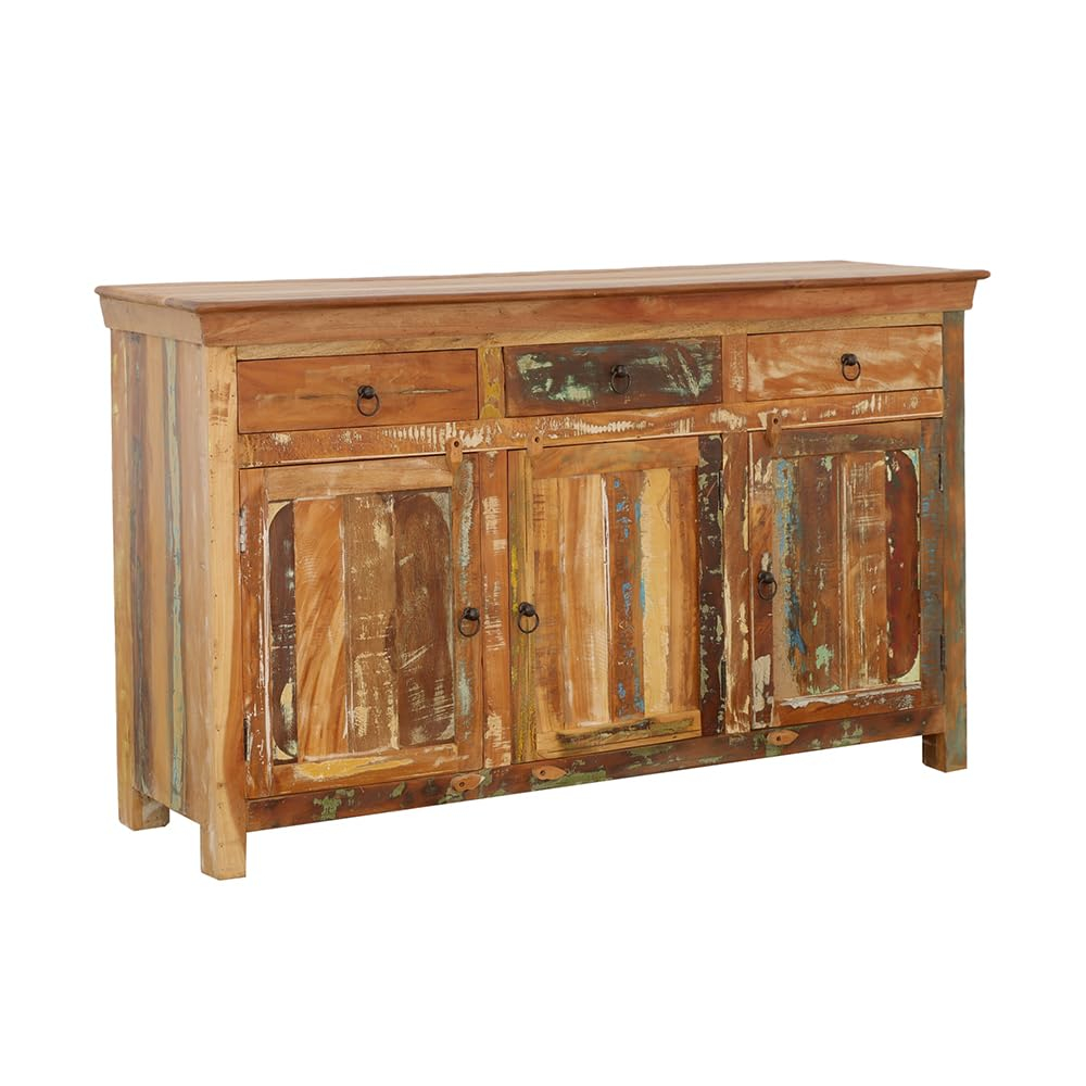 Coaster Company Reclaimed Wood 3-Door Accent Cabinet, Dark and Light Brown