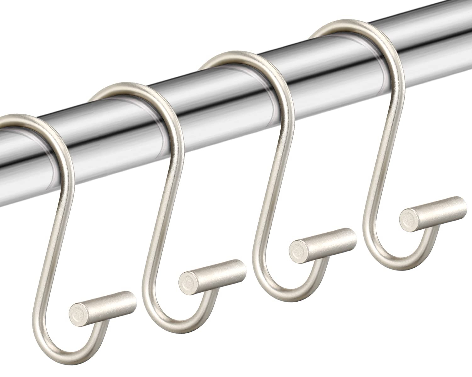 Nickel Shower Curtain Hooks, Rust Proof Shower Curtain Rings for Bathroom, Silver Metal Decorative Shower Curtain Hooks Hangers for Shower Curtain Rod, Set of 12 T-Bar Design