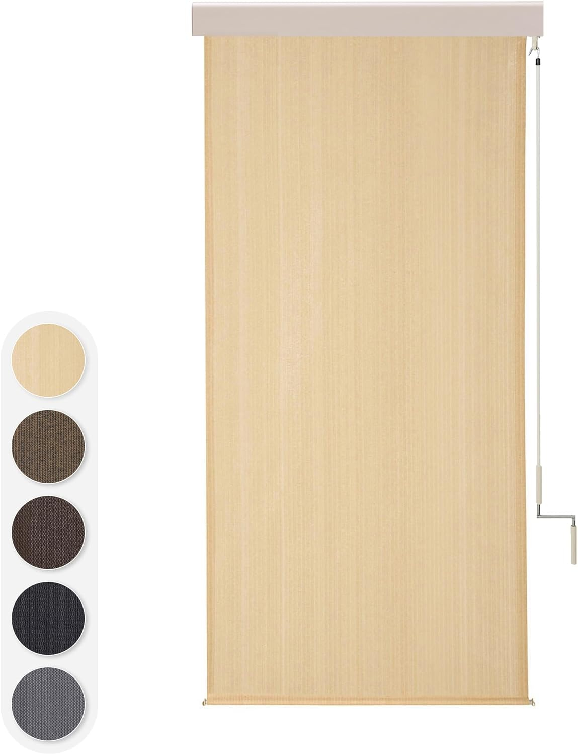 VICLLAX Outdoor Premium Roller Shades for Patio, Exterior Cordless Outdoor Blinds Porch Shades with Aluminum Valance (4' W X 8' L), Wheat