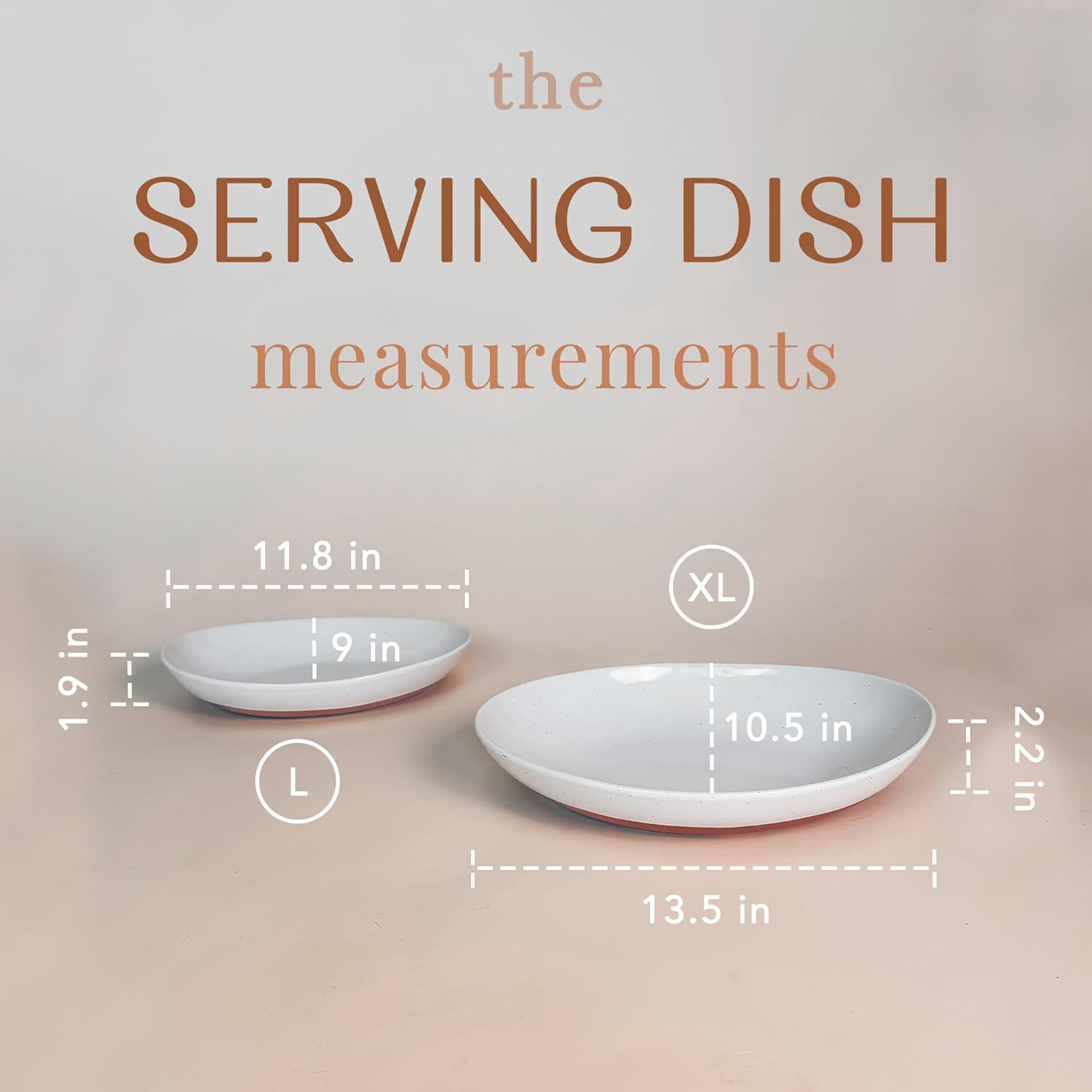 Farmhouse Oval Ceramic Serving Bowls Set of 2, Dishwasher Safe