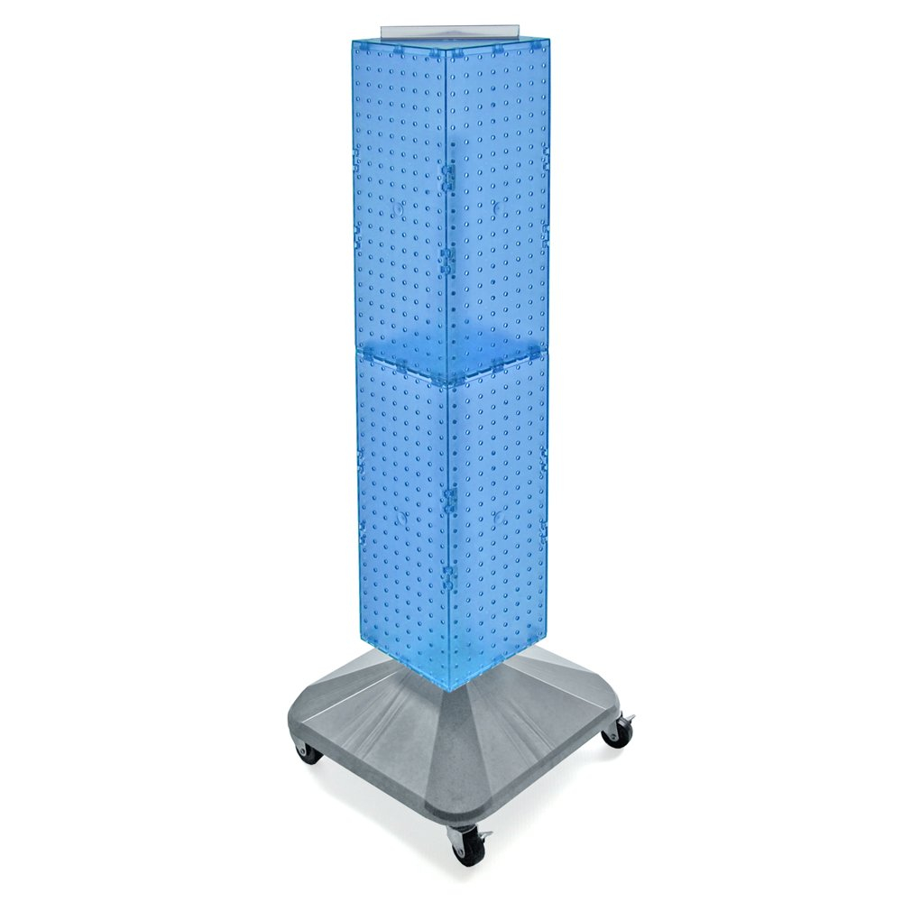 Azar 40"(H) x 8"(W) x 8"(D) 4-Sided Interlocking Pegboard Display Tower With Square Base Blue