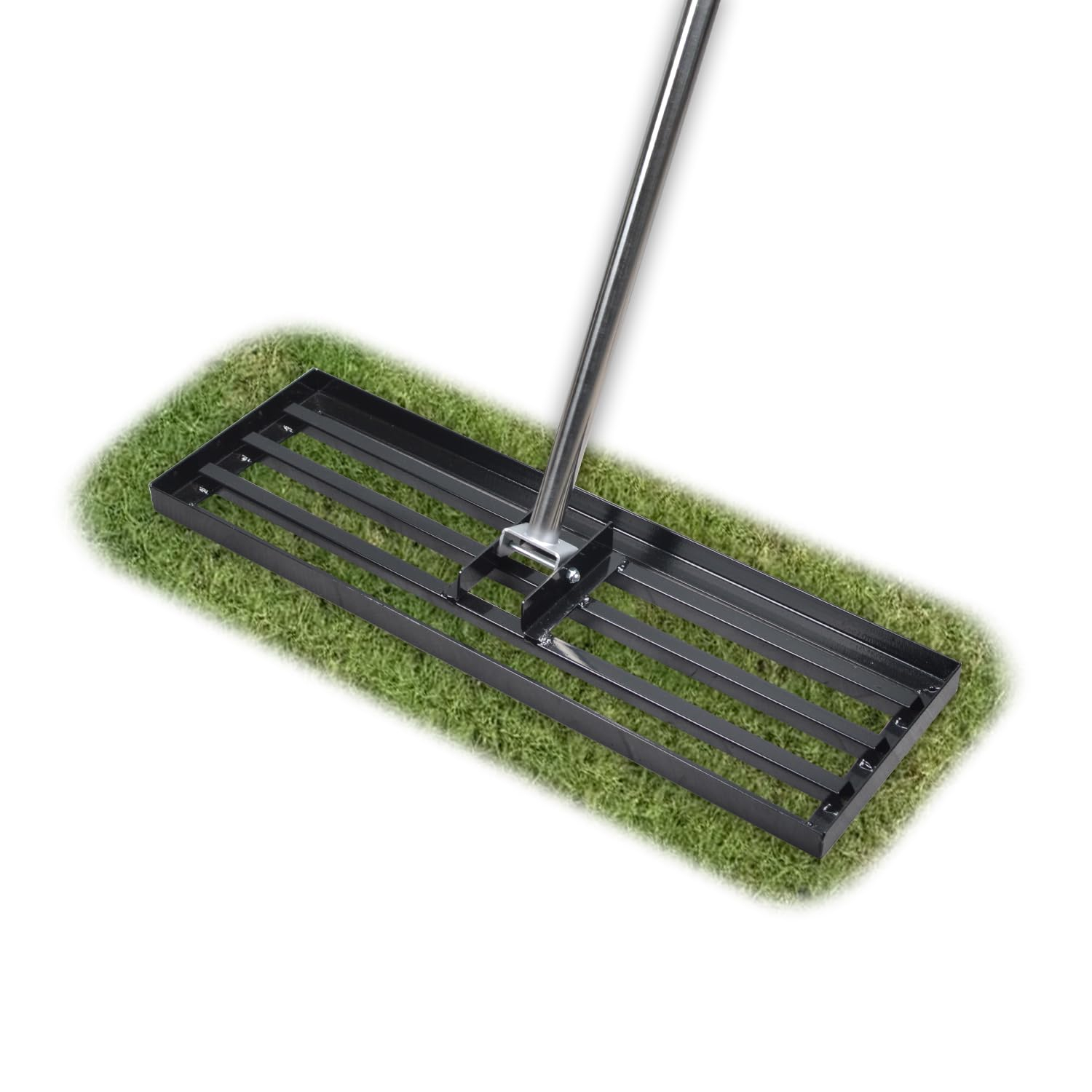 Heavy Duty Black Stainless Steel Lawn Leveling Rake with Adjustable Handle